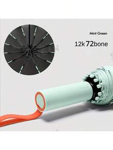 1pc Contrast Color Fully Automatic Umbrella, Sunshade & Rainproof, Super Windproof Umbrella For Men & Women, Large Size, Rainproof, Sunproof, UV Protection, Foldable