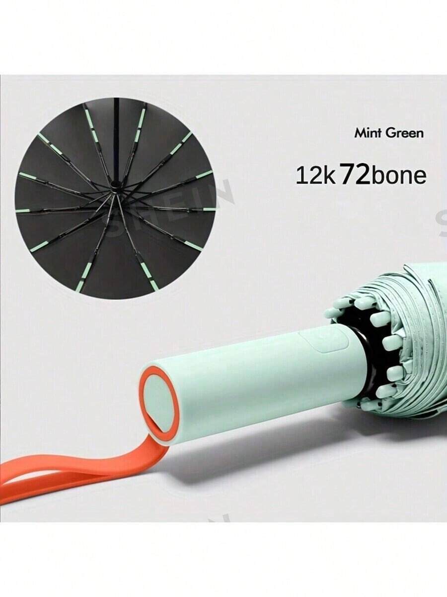 1pc Contrast Color Fully Automatic Umbrella, Sunshade & Rainproof, Super Windproof Umbrella For Men & Women, Large Size, Rainproof, Sunproof, UV Protection, Foldable