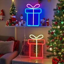 1 Stück LED Geschenkbox Neonlicht Wanddekoration, Weihnachtsthemen Elemente, Bar Szene Dekoration, Stimmungslicht, Batterie/USB betrieben, romantisches Feenlicht, geeignet für Geburtstag, Hochzeit, Kinderzimmer, Schlafzimmer Weihnachtsdekoration Weihnachtsbaum Geschenkdekoration Thanksgiving Hochzeit Heimdekoration Herbstdekoration Herbstdekoration Geburtstagsdekorationen für Geschenke Partyartikel Innen- und Außenbereich Garten Feiertags-Festival Dekoration Halloween Dekoration Wanddekoration Halloween Ornamente