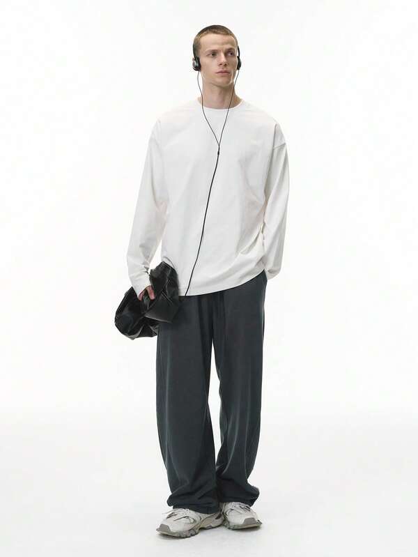 INFLATION Solona Elastic Long Sleeve T-Shirt, 25 Autumn New American Street Style 260G Heavy-Weight Base Layer Tee For Men, Fall