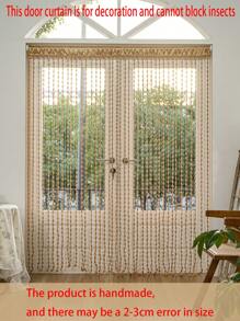 1pc Hanging Yarn Pom Pom Ball Curtain, White, Champagne, Yellow Decorative Door Curtain