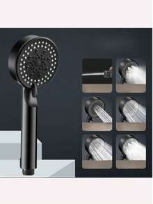 五档增压淋浴喷头，适用于家庭浴室、热水器、沐浴、增压软管、淋浴喷头。 - 黑色 - 查看 3