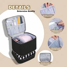 灯芯绒指甲油收纳盒和美甲灯盒，美甲套装收纳盒可容纳 30 瓶（15 毫升 - 0.5 液体盎司），指甲油便携盒带有美甲工具收纳区 - 彩色 - 查看 4