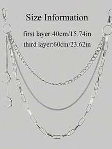 1 buc lanț metalic cu decor lunar multistrat în stil punk pentru bărbați, cadou ideal pentru petreceri în aer liber