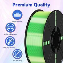 PLA Filament 1.75mm Bundle Silk Dual Color, 3D Printing PLA Filament 1.75mm Dimensional Accuracy +/- 0.02mm, 1KG*2 Spool (4.4 Lbs) - 紅金+黃綠 - 查看 2