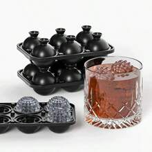 6Grid Diamond Shaped Ice Mold Reusable Ice Maker IceCream Tools Ice Ball Mold Round Square Silicone Ice Cube Mold Kitchen Tools - Black - View 3