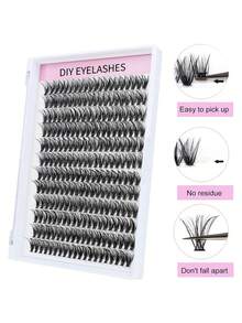40D Natural Soft Curled Eyelashes, 8-16mm Mixed 0.07mm D, 12 Rows/240 Pieces Waterproof Mink, Lightweight DIY Eyelashes, Create Natural To Dramatic Looks, Suitable For Daily Use And Activities, Easy To Operate Lash Clusters,Eye Lash Clusters,Individual Eyelashes,Lashes,Fake Lashes