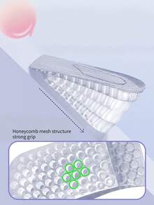 1 双男女通用隐形硅胶半码鞋垫，柔软底部舒适多层脚跟垫，适合矮个子 - 灰色 - 查看 6