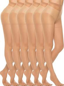 4/6 pares de medias extra grandes de cintura alta con control de abdomen y anti-correr - Negro/Albaricoque/Café - Control de abdomen y soporte de piernas - Medias elegantes formales/profesionales para fiestas - Fórmula suave y sin grietas - Para uso diario y ocasiones especiales, medias profesionales con textura suave