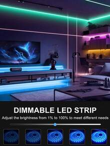 1pc Smart LED Strip Light, RGB Color Changing LED Tape With 44-Key Remote Control, DIY TV Backlight, Adjustable Color & Brightness, Flashing Modes, Suitable For Home Decor, Room, Bedroom, Kitchen, Stairs, TV, Holiday Party Decoration - Nhiều màu - Xem 4