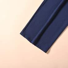 Solid Color Elegant Versatile Pleated Wide Leg High-Waisted Pants For Women - Navy Blue - View 8
