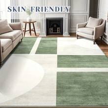 850g Velvet Rug - Soft Lightweight Machine Washable Rectangular Modern Bohemian Geometric Pattern Olive Green And White, Suitable For Living Room, Bedroom, Office, Entryway, Multiple Sizes - Nhiều màu - Xem 6