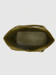 DK DKMG 1 件 PU 材质全新手工真编织手提包，时尚优雅百搭大容量手提包，适合妈妈、礼物、日常使用 - 綠色 - 查看 4