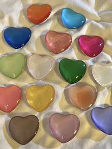 1个纯色心形可折叠便携手机支架，兼容、安卓智能手机，生日/礼物，推拉式手机支架，手机配件 - 彩色 - 查看 4