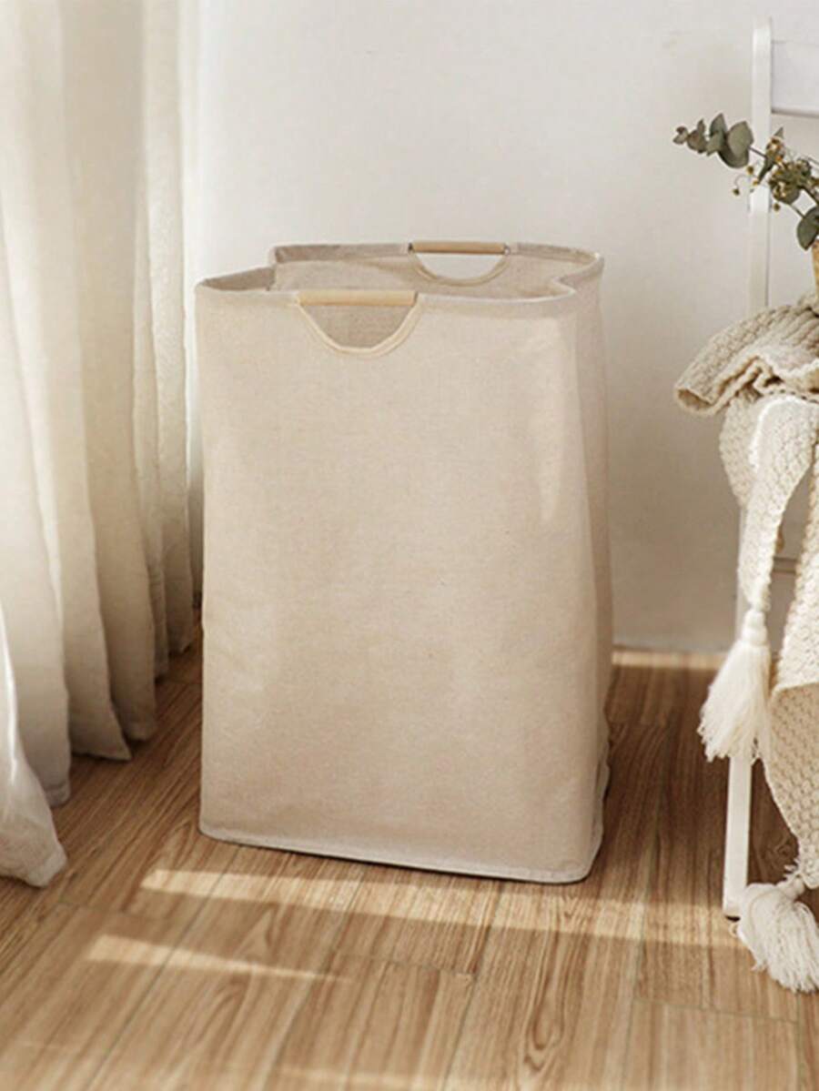 1个带木柄的可折叠洗衣篮，轻便省空间，适用于浴室和洗衣房，是洗衣机旁、衣柜或宿舍收纳的理想之选。可收纳衬衫、T恤、牛仔裤、内衣、毛巾和脏衣服，方便携带，透气设计，速干，是现代家居收纳的理想之选。 - 米色 - 查看 1