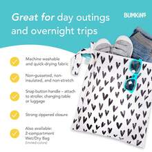 Bumkins Waterproof Wet Bag For, Travel, Swim Suit, Cloth Diapers, Pump Parts, Pool, Beach, Gym Clothes, Toiletry, Hook To Stroller, Daycare, Zipper Reusable Wetdry Packing Pouch, Black Hearts - B5 月光灰-WD - 查看 12
