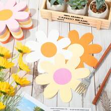 20片/80片雏菊花卉图案纸巾彩色花形餐巾波西米亚风花卉餐巾一次性鸡尾酒餐巾适用于婚礼生日婴儿派对装饰用品 - 彩色 - 查看 5