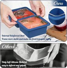 KOLUTI Nonstick Silicone Freezer Molds With Plastic Lid 2 Pack, 8  Tray Sauce Cube Maker, Stackable Meal Prep Storage Container Freezing, Dishwasher  & - 2-湯 - 查看 5