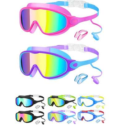 2副儿童泳镜套装，防雾高清儿童泳镜，防漏广角泳镜，适合3-14岁儿童游泳配件