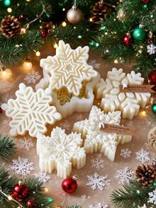 1 pieza Molde de silicona 3D en forma de copo de nieve navideño - Para velas, jabón, resina y manualidades de arcilla blanda/pegamento de goteo, herramienta decorativa de arte manual