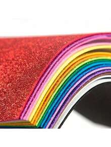 5 hojas de papel de espuma con brillo de tamaño A4 con respaldo autoadhesivo de colores aleatorios - Multicolor - Ver 1