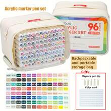 LANGUO 96/192/240 Colors Straight Liquid Acrylic Marker Pens With Thick Storage Bag, For Scrapbooking, Black Paper, Drawing, Graffiti Writing, Craft Creation, And Professional Art Supplies - 彩色 - 查看 10