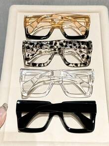 1/4 Peças Óculos Geométricos de Armação Grande e Estilo Casual para Mulheres, Estilo Moderno e Simples, Portáteis, Combinação para Dirigir, Uso Diário e Leitura, Decorativos