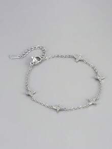 1 Peça Nova Pulseira Estrelada Jóias para Mulheres Prata Esterlina 925 Pulseira de Corrente Elegante Jóias Finas Presente para Irmãs Amizade - Estilo 1 - Visão 5