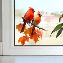 Adesivi decorativi per finestre - Cardinali rossi e motivi floreali, pellicola adesiva per finestre, pellicola decorativa trasparente per privacy per casa, camper, ufficio - Facile da applicare e rimuovere, decorazione resistente alle intemperie, adesivi per finestre, effetto vetro colorato, decalcomania rimovibile, decoratori per la casa, decalcomania a motivo di uccelli, pellicola ad alta trasparenza, adesivi per pareti di camper, adesivo per pareti, decorazione per la stanza