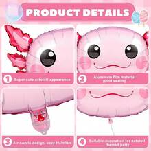 6-Pack 34-Inch Axolotl Balloons For Birthday Party Decorations - 粉色 - 查看 8