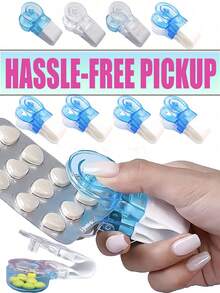 1-5 件便携式药丸取药器、带药盒的取药器、泡罩包装药丸弹出器、便携式药丸取药器、药丸开启器、家用小工具、药片、药丸辅助工具新设计药丸分配器，非常适合美甲人士和关节炎患者（也以 10、15、20 件出售） - 彩色 - 查看 1