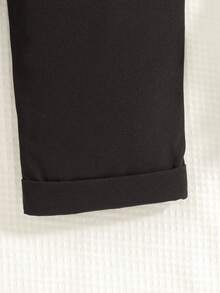 Pantalones casuales de unicolor para niños con cintura elástica, decoración de botones falsos y bolsillos, para primavera/otoño