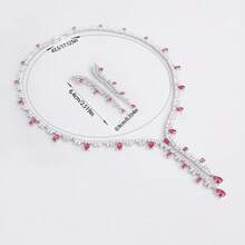 3pcs Silver-Tone Multicolor Women Jewelry Set - Earrings, Necklace, Suitable For Ladies/Brides/Bridesmaids, Festivals, Parties, Weddings, Banquets, Fashion Jewelry Gift Set