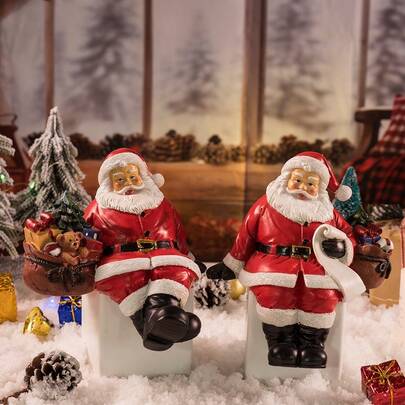 1pc Christmas New Cute Ornaments Santa Claus Tableside Statue Resin Crafts Home Christmas Decorations Christmas Gifts Winter Room Decor