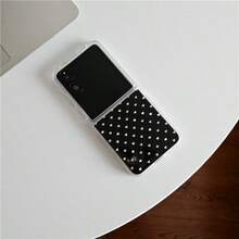 Transparent Folding Hand Strap Phone Case With Polk Dot Print Design Compatible With Sam Galaxy Z Flip Fold 3 4 5 6 7 Fold Case With Lanyard Design For Moto Razr 40 50 60 Ultra Cute Phone Case For Girl And Women - 無色 - 查看 2