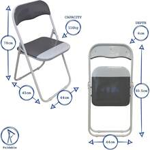 Padded Folding Chair - Easy Store Metal Frame Foldable Desk Chair For Office, Dining, Kitchen - Blue - View 3