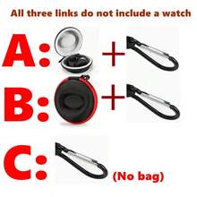 手表盒两件套，带登山扣，圆形便携式单表旅行盒，带拉链和衬垫的 EVA 手表盒，用于存放手表和智能手表，黑色尼龙椭圆形手表收纳盒，天鹅绒内饰，便携式旅行表盒，EVA 抗压保护袋，防摔、防震、防刮，适用于智能和机械手表 - 均碼 - 查看 11