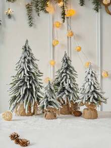 迷你雪景圣诞树，PE植绒圣诞树桌面摆件，家居装饰，圣诞装饰，房间装饰，冬季圣诞装饰，圣诞礼物