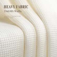 Waffle Weave Shower Curtain Cotton Fabric Texture Shower Curtain For Bathroom White,72Wx72L-314244 - Ivory - View 5