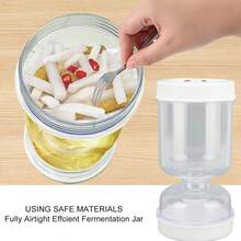1pc Pickle Container With Filter, Dry & Wet Separation, Comes With Fork, Leak-Proof & Airtight Food Storage Container, Reusable After Inverting, For Storing Cucumbers, Olives, Etc. (Plastic Material) 6.9 Inches - White - View 10