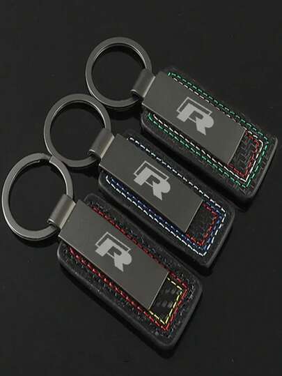 Car Key Chain Carbon Fiber Grain Keyrings Key Holder For VW Rline Polo Passat Tiguan Tcross Golf 7 Jetta Caddy