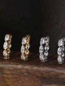 2 Pieces Of Marquise-Shaped Diamond-Studded Light Luxury Fashion Copper Multi-Color Women's Earrings, Suitable For Dating, Banquets, Parties, Daily Clothing Accessories, Back To School Season, Christmas Jewelry Gifts - B11575 - 查看 7