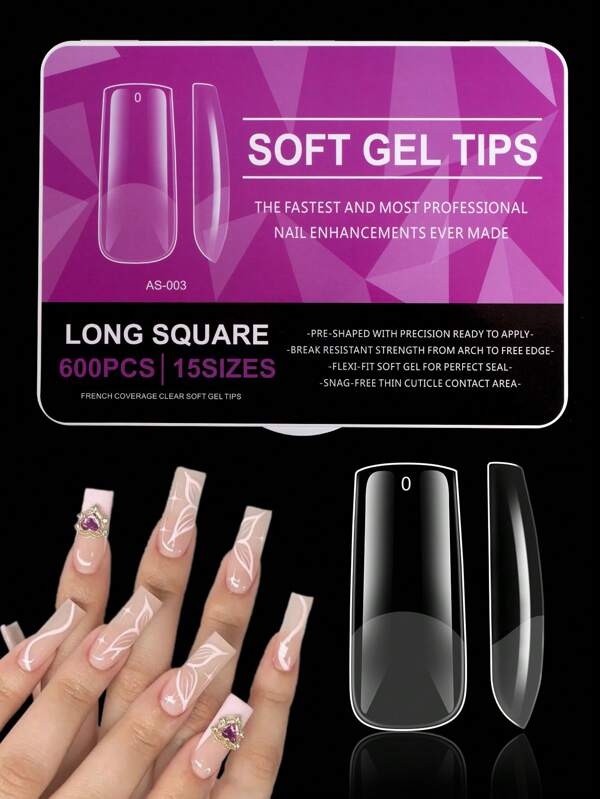 600-Piece Soft Gel Nail Tips Set - 15 Sizes, Half Matte Finish, Full & Half Cover Options For Diy Manicure - Perfect For Women & Girls, Ideal For Daily Wear & Dates Short Nails For Women Manicure Kit For Women