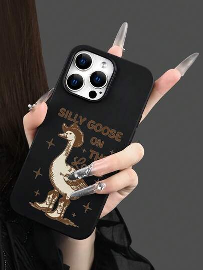 1pc Denim Goose Pattern Phone Case, Fashionable Minimalist Transparent Phone Cover With Full Lens Protection, Compatible With Iphone 16/15/14/13/12/11 Pro Max/X/XS/XS MAX/7/8/PLUS And Series, Great Gift For Colleagues, Friends, Family, Couples, Birthdays, Holidays