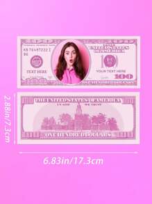 12pcs/Set Customized Pink 100 Dollar Bill Templates, DIY Game Party Money, Add Your Own Text And On The Bills, Editable Printable Pink 100 USD Banknote, Photo Props Suitable For Bridal Shower, Wedding Events, Wedding Decorations, Souvenirs, Bride Favors - Multicolor - View 4