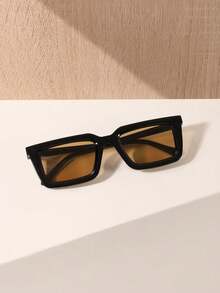 2 Pieces Of Women's Acrylic Casual Rectangular Fashion Glasses, Black + Silver / Black + Brown, Two Combinations To Choose From, Suitable For Festival Outings And Beach Parties, Suitable For Summer Beach Vacations, Outdoor, Travel - đen + cam - Xem 9