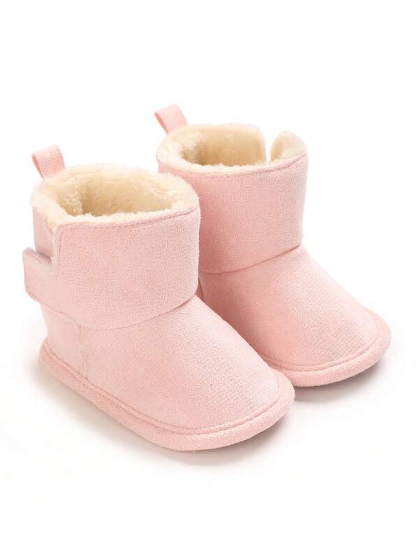 Neugeborene Babyschuhe, unisex Winterwarm mit Plüschfutter, weiche Sohle, rutschfest, Vorläuferschuhe, modische Unifarben, 0-1 Jahr alt