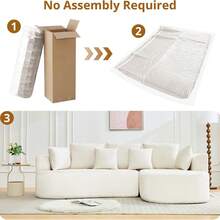 106" Curved Sectional Sofa With Throw Pillows, 4 Seater Luxury Chenille Cloud Modular Couch With Deep Seat,Boneless Compression Sofa For Modern Living Room, Office And Apartment - 米色 - 查看 7