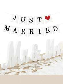 1 قطعة لافتة عتيقة مكتوب عليها "مجرد متزوجين"، ديكورات "مجرد متزوجين"، لافتة "مجرد متزوجين"، ديكورات زفاف رومانسية للأزواج، سلسلة أحرف "مجرد متزوجين" مع شريط، للزفاف وحفل استقبال العروس والديكور المنزلي - إكليل أنيق وفخم لركن التصوير الفوتوغرافي وديكور الحفلات في عيد الحب