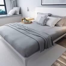 Sábana de microfibra cepillada suave, ropa de cama de primera calidad, transpirable, hipoalergénica, para cama individual, matrimonial, matrimonial, queen y king, tamaño 90 cm, 105 cm, 135 cm, 150 cm, 180 cm (sin funda de almohada) - Gris - Ver 2